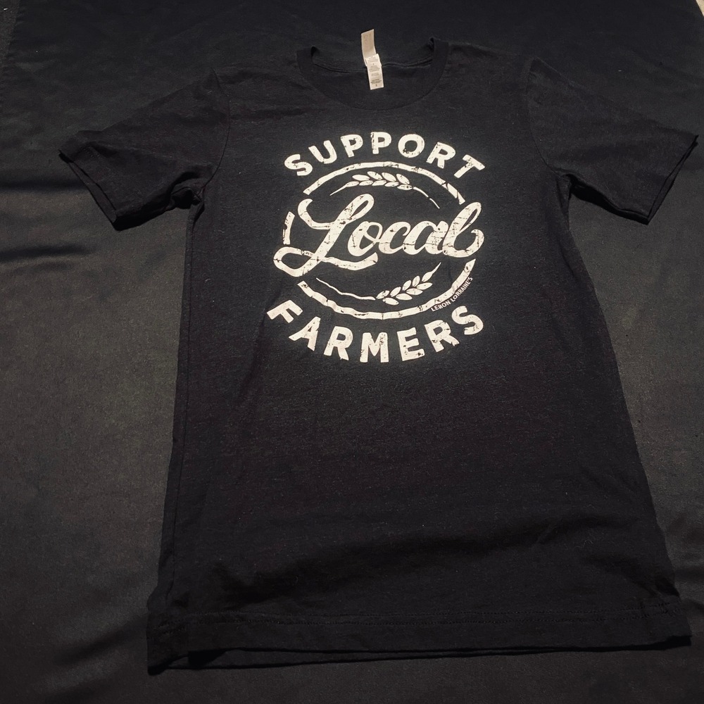 Bella Canvas Support Local Farmers Graphic T-Shirt Small Black Heather S